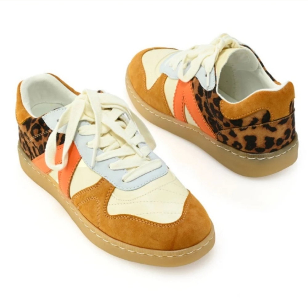 MIA VENUS LACE UP WOMEN SNEAKERS COLOR TAN/LEOPARD SIZE US 7M